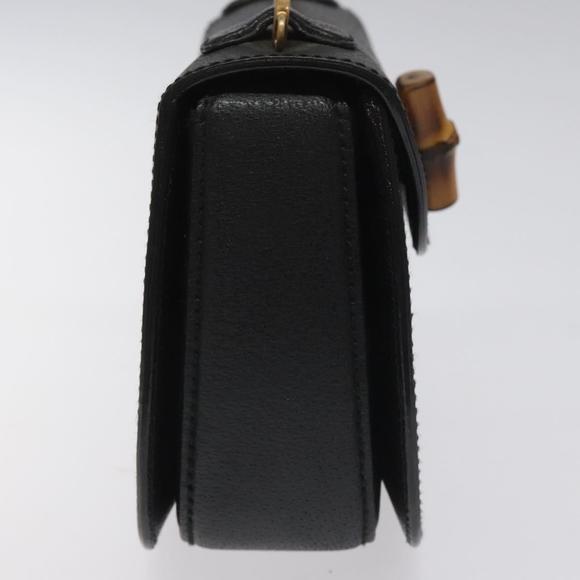 GUCCI Bamboo Hand Bag Leather Black Gold 000 2113 0188 Auth yk17496A - Picture 5 of 16